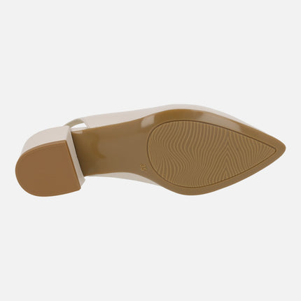 Alba slingback pumps in leather with low heel