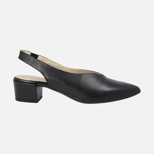 Zapatos corte salón Alba en piel con tacón bajo