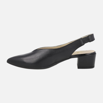 Alba slingback pumps in leather with low heel