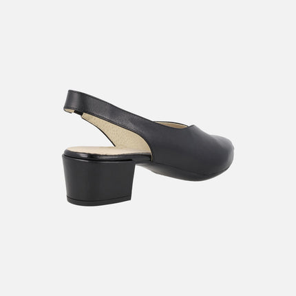 Alba slingback pumps in leather with low heel