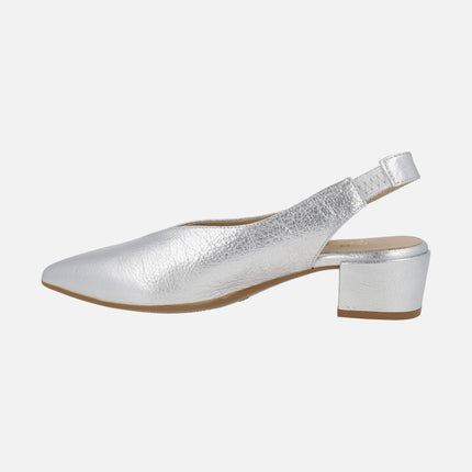 Alba slingback pumps in leather with low heel