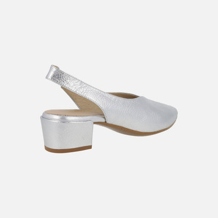 Alba slingback pumps in leather with low heel