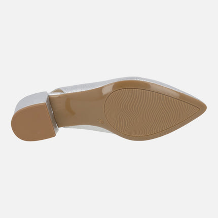 Alba slingback pumps in leather with low heel
