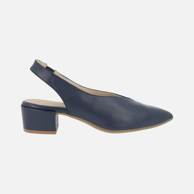 Zapatos corte salón Alba en piel con tacón bajo