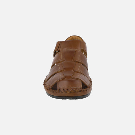Men's leather sandals with velcro closure Tarifa