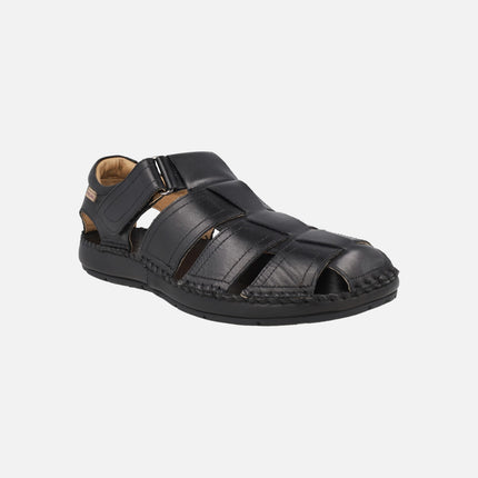 Men's leather sandals with velcro closure Tarifa