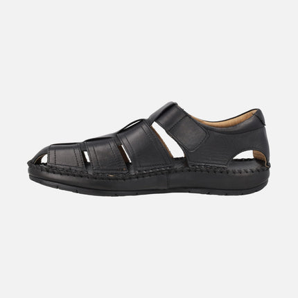 Men's leather sandals with velcro closure Tarifa