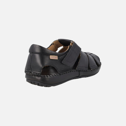 Men's leather sandals with velcro closure Tarifa