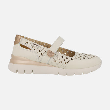 Mercedes de piel con troquelados y cierre de velcro Cantabria