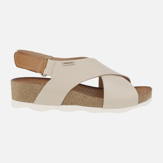 Sandalias de piel Mahon con cuña y cierre de velcro