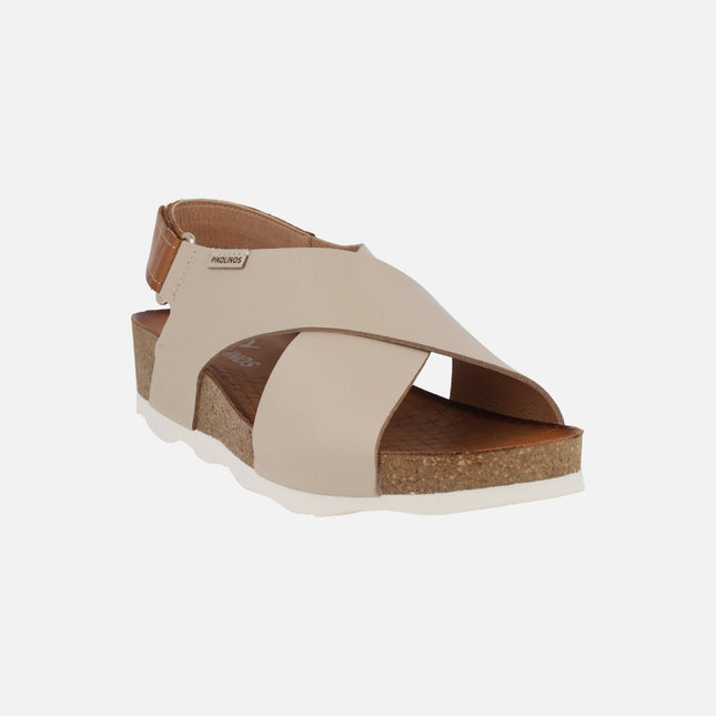 Sandalias de piel Mahon con cuña y cierre de velcro