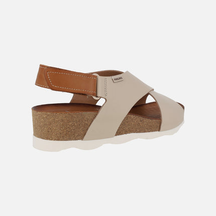 Sandalias de piel Mahon con cuña y cierre de velcro