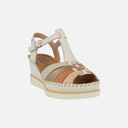 Sandalias de piel Aguadulce con cuña y cierre de velcro