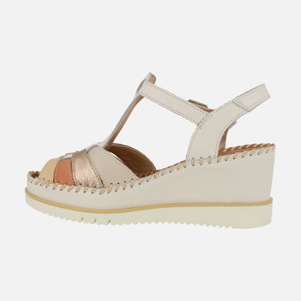Sandalias de piel Aguadulce con cuña y cierre de velcro