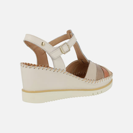 Sandalias de piel Aguadulce con cuña y cierre de velcro