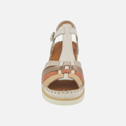 Sandalias de piel Aguadulce con cuña y cierre de velcro