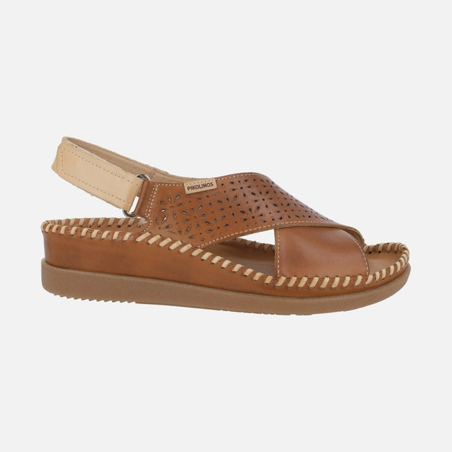 Cadaques crossed strap sandals with velcro closure