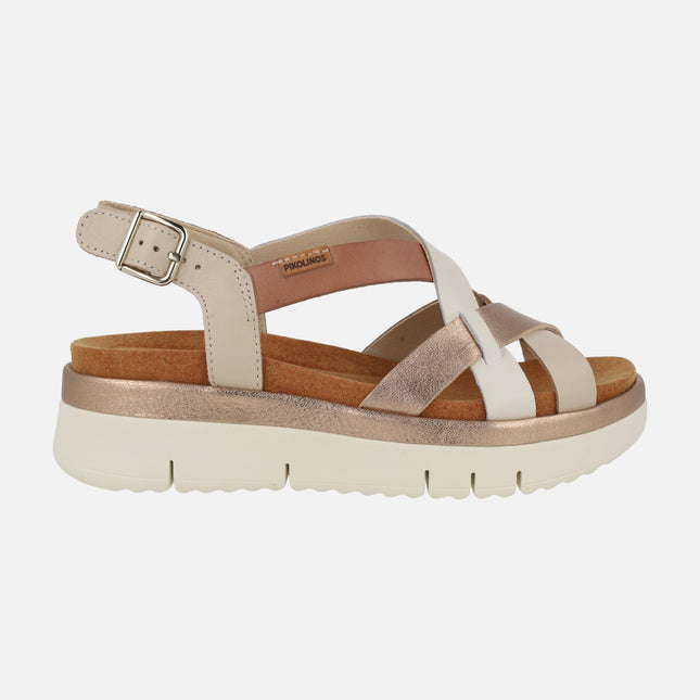 Sandalias de piel Palma con tiras combinadas y cierre de hebilla