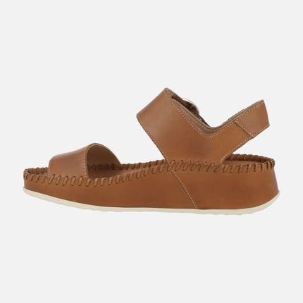 Sandalias de piel para mujer Marina con cierre de velcro