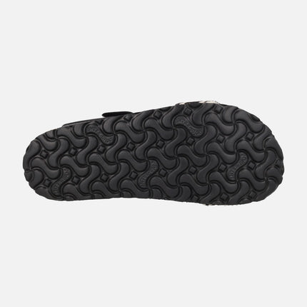 Sandalias bio con cierre de velcro en combinado negro con cebra