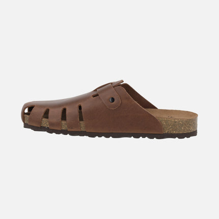 Leather bio clogs with buckle detail