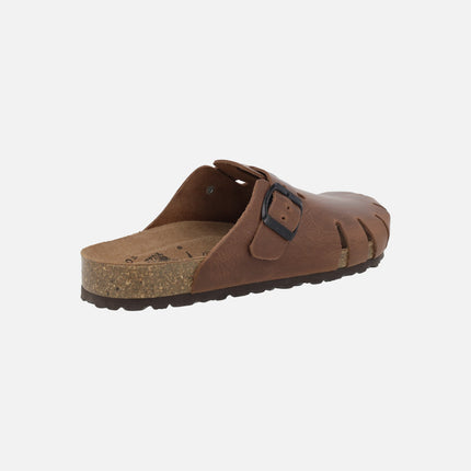 Leather bio clogs with buckle detail