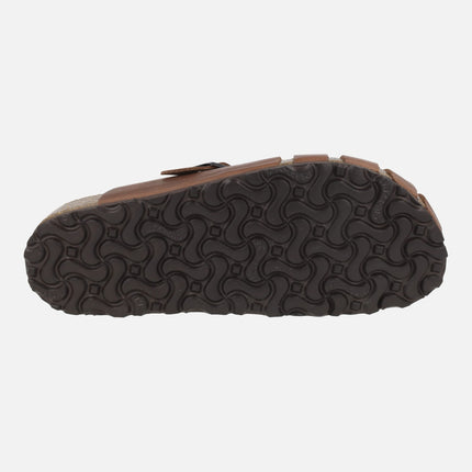 Leather bio clogs with buckle detail