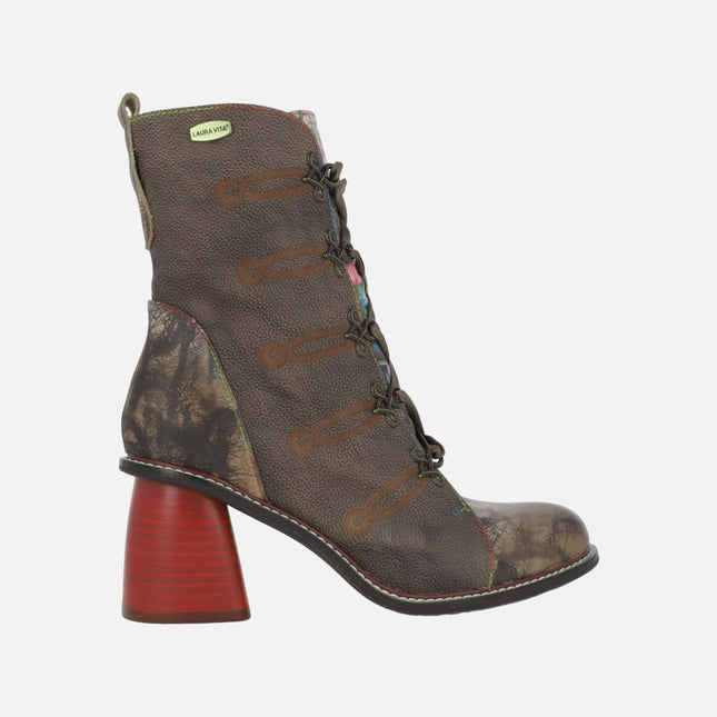 Botines de tacón con cordones y cremallera Evcao 01E