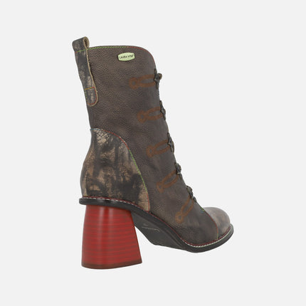 Botines de tacón con cordones y cremallera Evcao 01E