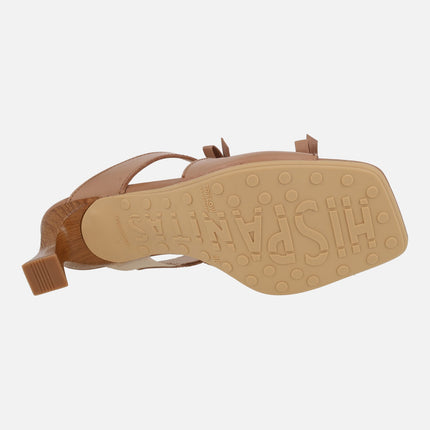 Sandalias destalonadas de piel Rosa con detalle de lazos