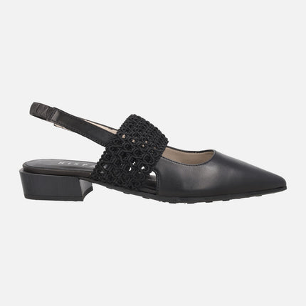 Lila slingback leather shoes with elastic band