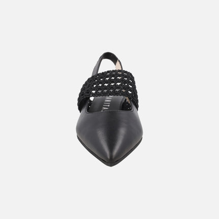 Lila slingback leather shoes with elastic band