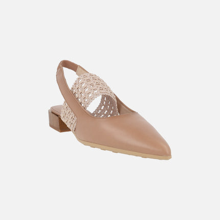 Lila slingback leather shoes with elastic band