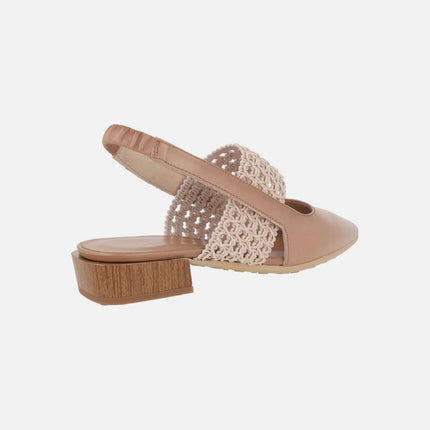 Lila slingback leather shoes with elastic band