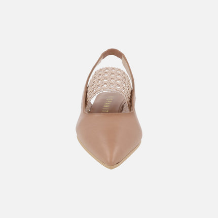 Lila slingback leather shoes with elastic band