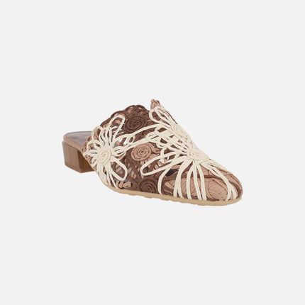 Natural Azucena braided leather mules