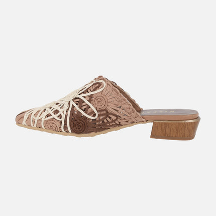 Natural Azucena braided leather mules