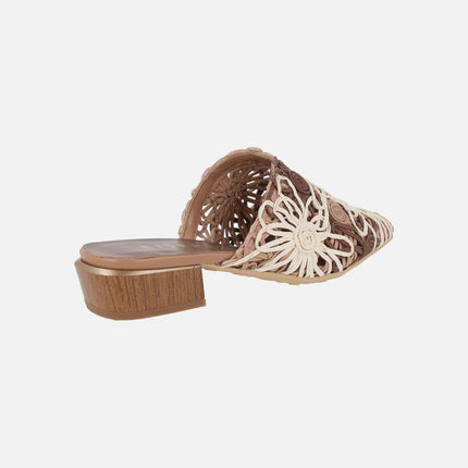 Natural Azucena braided leather mules