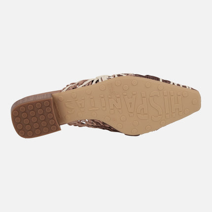 Natural Azucena braided leather mules
