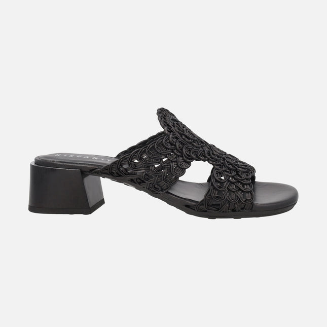Braided slingback mule sandals in Black