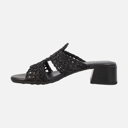 Braided slingback mule sandals in Black