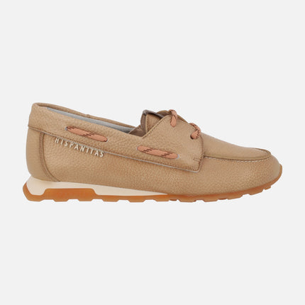 Zinnia boating shoes in camel leather