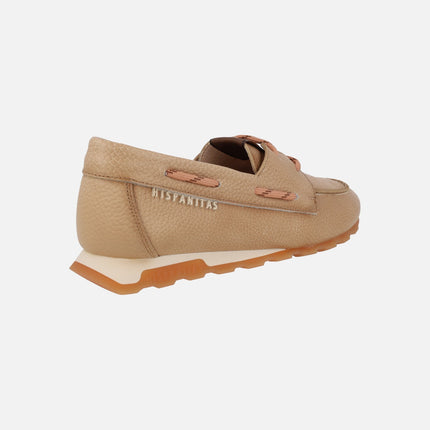 Zinnia boating shoes in camel leather
