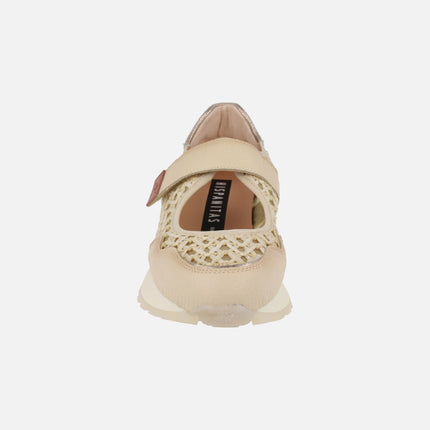 Zapatos deportivos con cierre de velcro Oregon crema