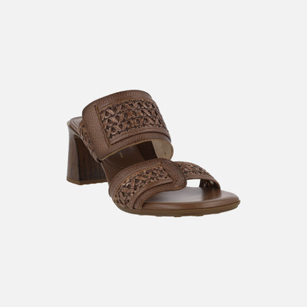 Orquidea slingback mule sandals in leather and raffia