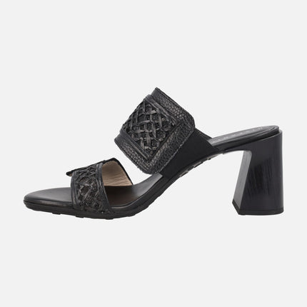 Orquidea slingback mule sandals in leather and raffia
