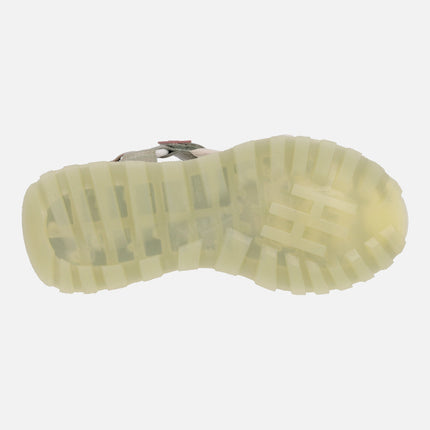 Sports leather sandals with velcro closure