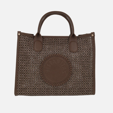 Bolsos trenzados estilo shopper con neceser interior