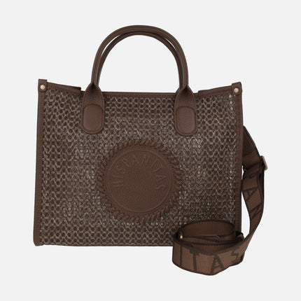 Bolsos trenzados estilo shopper con neceser interior