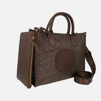 Bolsos trenzados estilo shopper con neceser interior